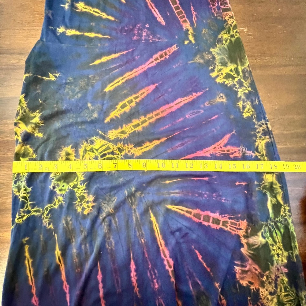 Vintage Y2K Tie Dye Maxi Dress Whimsigoth Blue Yellow XS Indie Boho Beach - Picture 7 of 10
